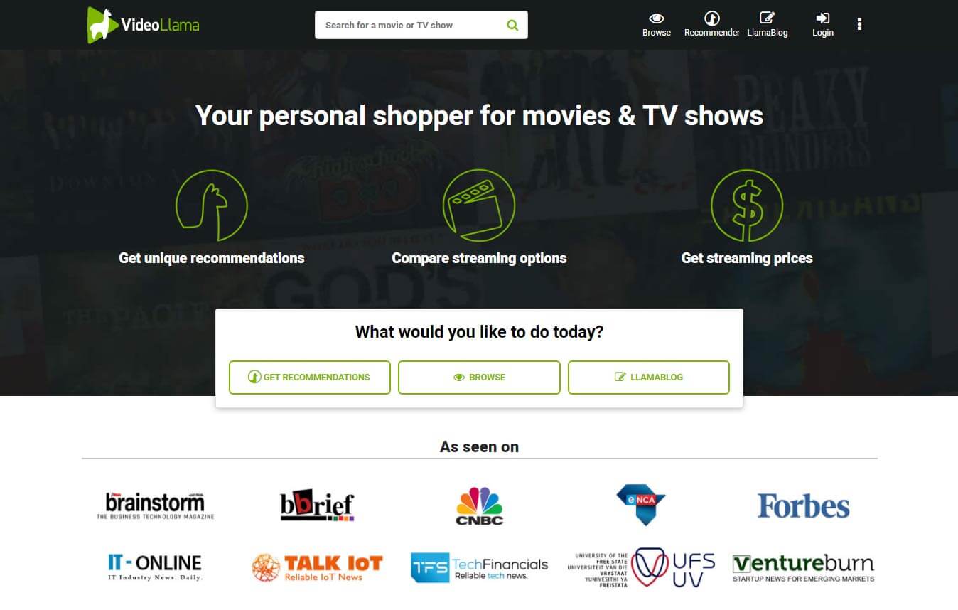A screenshot of VideoLlama Home page